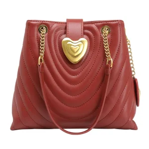 Genuine Leather Designer Satchel Shoulder Bag with Single Strap and Two Handle RED YELLOW BLACK