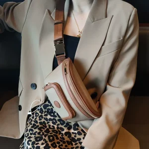 Genuine Leather Fanny Pack Waterproof Sling Belt Bag Soft Leather Waist Chest Crossbody Bag for and Women