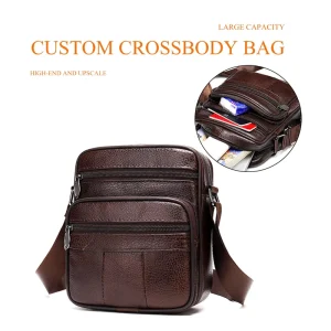 Genuine Leather Gold Messenger Bags Shoulder Bags Crossbody Famous Brands Handbags Bags for Men