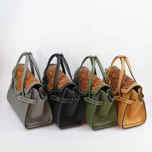 Genuine Leather Handbag for Women Fashionable and Durable Western Style Anti Theft Flower Pattern Summer Handbag