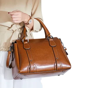 Genuine Leather Handbags for Women Shoulder Tote Zipper Purse Cowhide Real Leather Top handle Ladies Satchel Bags