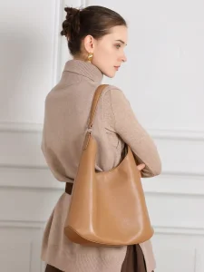 Genuine Leather Hobo Bag Large Capacity Soft Slouch Shoulder Bag for Women Work Daily Use Elegant Tote Handbag for Travel