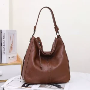 Genuine Leather Hobo Crossbody Bag Female Designer Leather Hobo Handbag Vintage Large Size Shoulder Bag Custom Logo