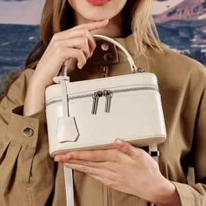 Genuine Leather Korean Style Crossbody Bag with Zipper Closure Single Strap Sophisticated Fashionable Bridal Wedding Purse