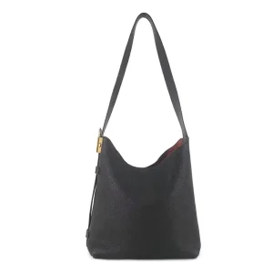 Genuine Leather Ladies Bucket Bag Large Capacity Crossbody Shoulder Bag with Polyester Lining All Seasons