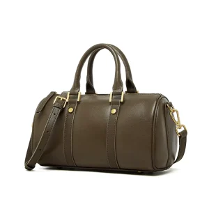 Genuine Leather Maillard Vintage Handbag Women’s Light Luxury Boston Bag Vegetable Tanned Cowhide Water