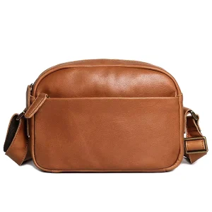 Genuine Leather Messenger Bag Casual Crossbody Shoulder Bag for Men and Women
