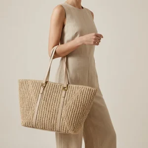 Genuine Leather Straw Tote Bag Women Woven Shoulder Handbag Large Capacity Summer Beach Shopper Daily Purse