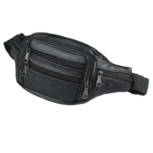 Genuine Leather Waist Bag Men Waist Pack Fanny Pack Belt Bag Men Chain Waist Bag for Phone Pouch Bolso