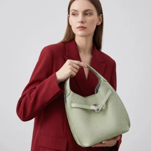 Genuine Leather Waterproof Bucket Bag Women Single Strap Portable Handbag