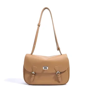 Genuine Leather Waterproof Messenger Bag for Women Cowhide Single Strap Polyester
