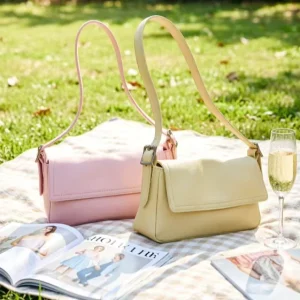 Genuine Leather Women’s Crossbody Shoulder Bag Two Straps Portable Waterproof Cover Simple Design Fashion Messenger
