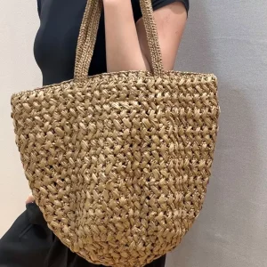 Girls’ One Shoulder Backpack Tote Bag Large Capacity Woven Bag New Style Summer Seaside Vacation Fashion Bag