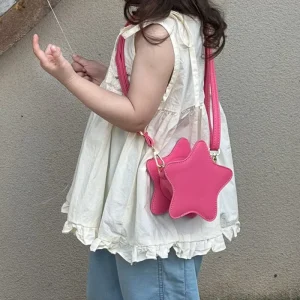 Girls Pink Color Mini Bag with Detachable Shoulder Strap Custom Star Shape Design Lady Purse for Girls Women Outdoor