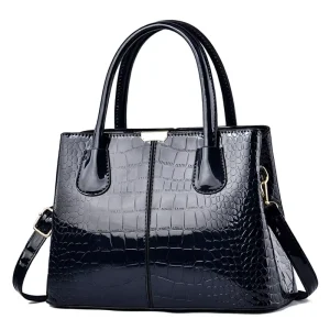 Glossy Sequined Zipper Women’s Handbag New Stone Pattern Large Capacity Shoulder Crossbody Bag