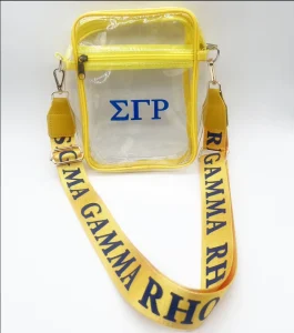 Gold Sigma Gamma Rho Waterproof PVC Travel Shoulder Bag Clear Shoulder Crossbody Bag for Women Men