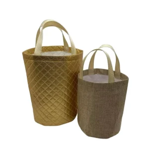 Golden Metallic Film Reusable Durable Cute Shopping Non Woven Laminated Logo Tote Bags for Supermarket & Exhibition Use