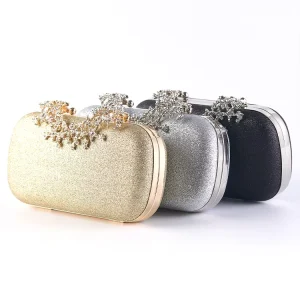 Gorgeous Sparkling Metal Embellished Evening Clutch Bag for Women Ideal for Formal Parties and Weddings