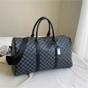 HANFEIZI Large Capacity Gym Storage Bag PU Leather Travel Tote Bag Travelling Bag