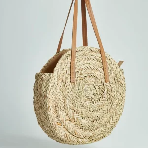 Hand Made Round Sea Grass Bag Summer Beach Straw Handbag Rattan Bag Wicker