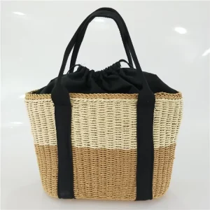 Hand Made Straw Bag Eco Women Paper Straw Drawstring Shoulder Bag