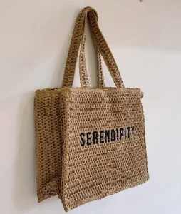 Hand Woven Hollow Handbag Large Capacity Letter Embroidery Holiday Straw Beach Bag Manufacturers