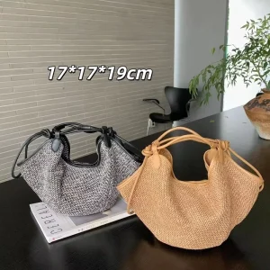Hand Woven Straw Beach Shoulder Bag Large Capacity Niche Design Reusable Summer Travel Bag Commuting Bag