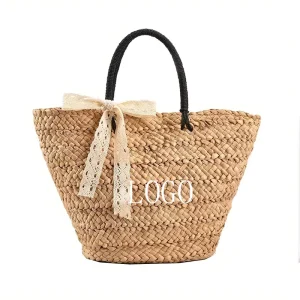 Hand Woven Women’s Straw Handbags Summer Beach Holiday Single Shoulder Straw Tote Bag
