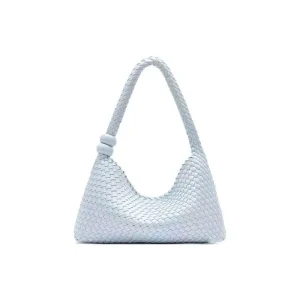 Hand woven Hobo Large Lunchbox Bag Beaded Handbag Soft Leather Solid Color Lightweight Casual Relaxed Large Capacity Shoulder