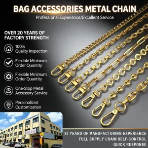 Handbag Shoulder Bag Chain Gold Sliver Handbag Hardware Accessory Chain Strap Custom Metal Chain for Bags