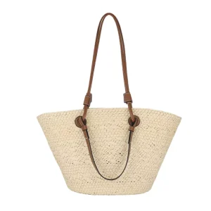 Handbag Summer Beach Straw Purse for Women Woven Shoulder Bag Hand-woven Soft Large Straw Design Shoulder Bag