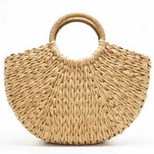 Handmade Handbag Summer Embroidery Borneo Straw Beach Rattan Beach Bag for Women