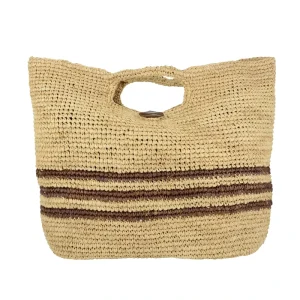 Handmade Large Crocheted Summer Beach Bag Fashionable PC Raffia Straw With Stone Closure for Summer Outings