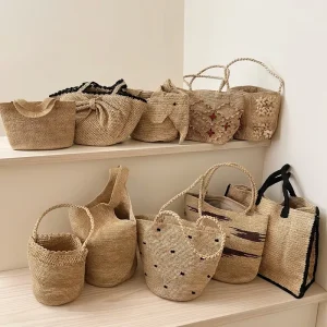 Handmade Luxury Raffia Beach Bag Women Summer Boho Straw Tote Large Capacity Woven Crochet Handbag for Travel Vacation