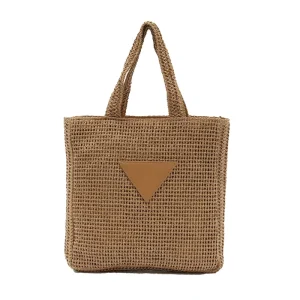 Handmade Straw Beach Bag Paper Straw Shoulder Straw Bags for Women Girls Customized logo Hollow Out Big Capacity Bags