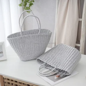 Handmade Straw Clutch Bag Gold and Camel Paper Rope Woven Rattan Handbag for Women and Girls for Travel and Beach