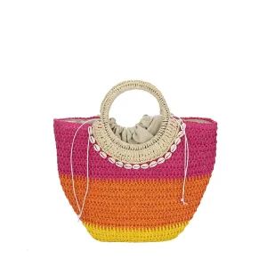Handmade Summer Straw Braid Beach Bali Tote Bag Woven Rattan Bag With Lining