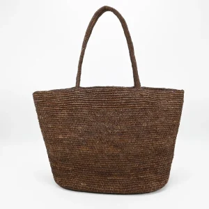 Handmade Women’s Vintage Style Shoulder Bag Dark Brown Raffia Straw Crochet Tote Bag