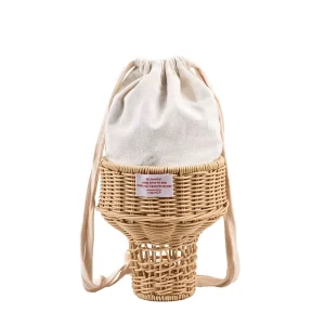 Handmade Woven Rattan Children Ice Cream Shape Crossbody Bag Summer Beach Basket Crochet Straw Women’s Bag