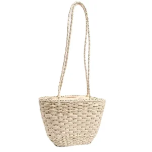 Handmade Woven Straw Bag Bohemian Summer Beach Shoulder Bag Minimalist Small Top handle Vintage Vacation Crossbody