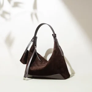 Handtaschen Genuine Leather Top Handle Bag Women Suede Flap Satchel Structured Shoulder Luxury OEM Supplier