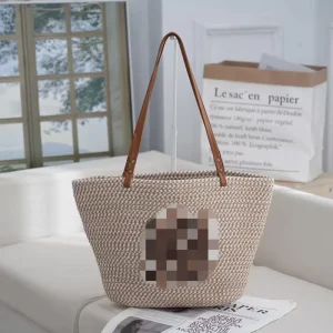 Handwoven PU Rope Tote Bag with Two Straps for Women Large Capacity Versatile Cross-Border Trendy Style
