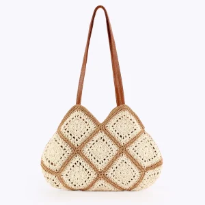Handwoven Shoulder Bag for Women Daily Casual Versatile Tote Beach Vacation Minimalist Purse for Summer Travel