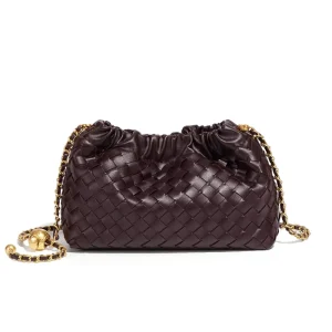 Handwoven Women’s Crossbody Bag Vegan Leather Woven Messenger Bag Trendy Dumpling Clutch Hobo Cloud Shoulder Bag