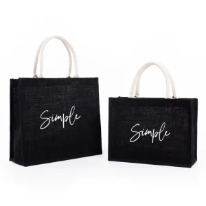 Hanio Custom Logo Blank Eco friendly Recycled Jute Tote Bags Custom Color Minimalist Design Reusable Medium Size Women’s Craft