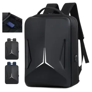 Hard Shell Gaming Laptop Backpack USB Port Waterproof Business Travel Bag Fits 15.6 Inch