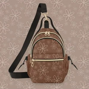 Hawaiian Brown Tiare Flower Waterproof Sling Crossbody Bag Custom Outdoor Small Chest Bag Women’s Messenger Bags