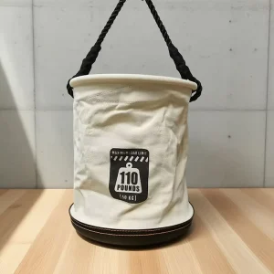 Heavy Duty Large Capacity Canvas Tool Pail Hard Bottom Durable Bucket Bag Zipper Closure for Tools Special-Purpose Case