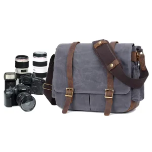 Heavy Duty Waxed Canvas Photography Bag Waterproof Shoulder Camera Bag for Laptop and Camera
