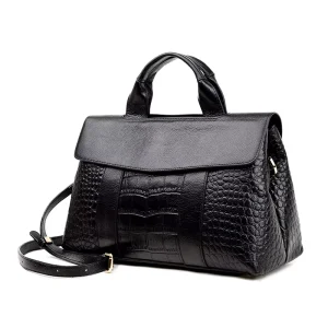 High Capacity Leather Shoulder Handbags Stylish Women Tote Satchel Purse With Leather Shoulder Strap